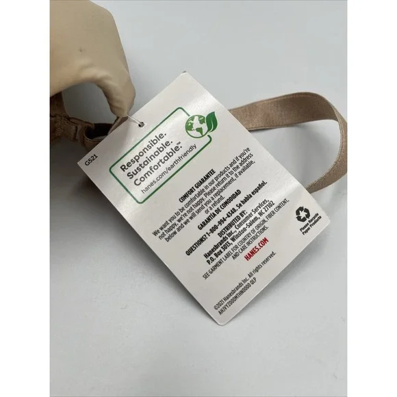 Hanes Wirefree Bra/G521/ ComfortFlex Fit Oh So Light ComfortBand/Large/Beige - Picture 5 of 9